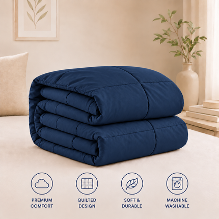 Jacquard Quilted Comforter - Navy Blue