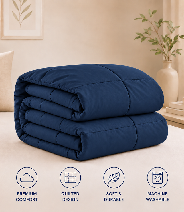 Jacquard Quilted Comforter - Navy Blue