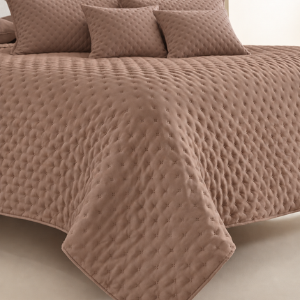 Bedcover Set with 2 Pillow Covers & 2 Cushion Pillows - Beige