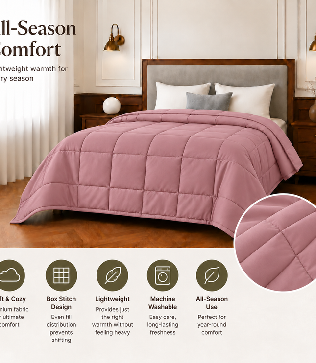 Jacquard Quilted Comforter - Mauve Pink