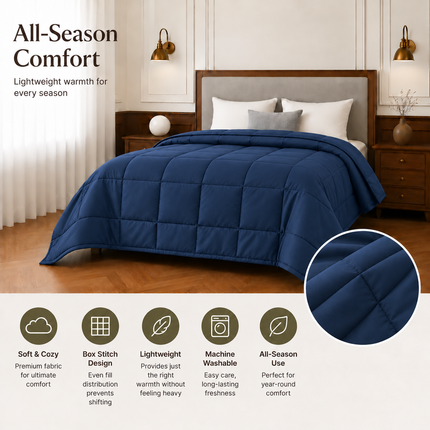 Jacquard Quilted Comforter - Navy Blue