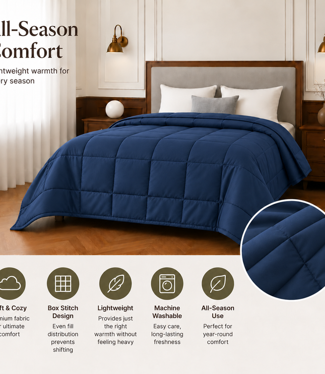 Jacquard Quilted Comforter - Navy Blue