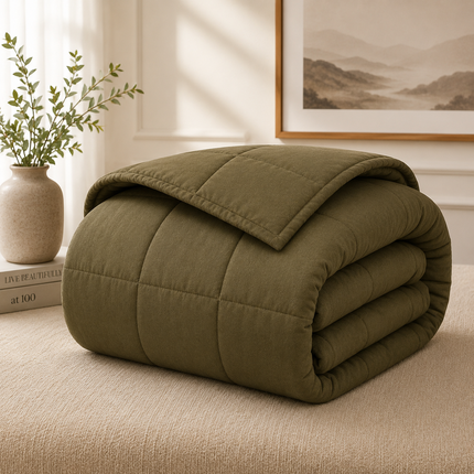 Jacquard Quilted Comforter - Olive