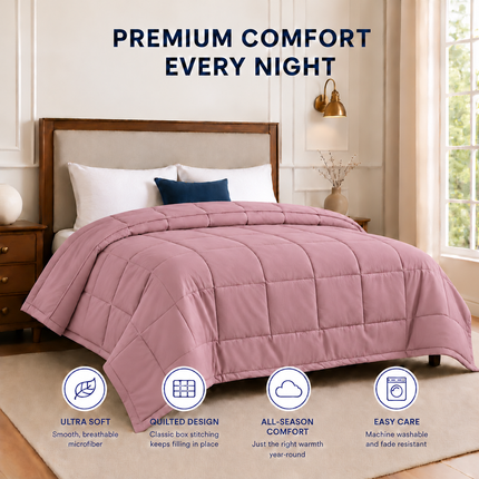 Jacquard Quilted Comforter - Mauve Pink