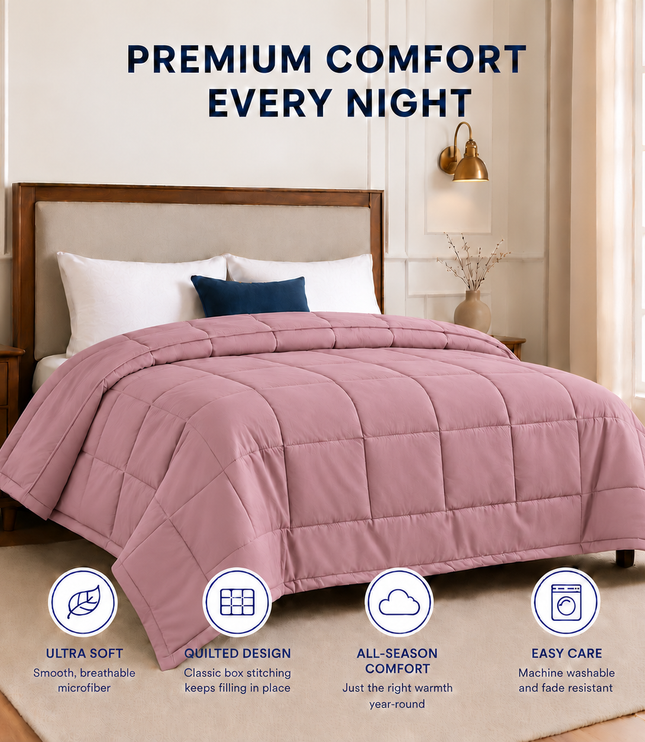 Jacquard Quilted Comforter - Mauve Pink