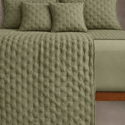 Bedcover Set with 2 Pillow Covers & 2 Cushion Pillows - Dark Grey
