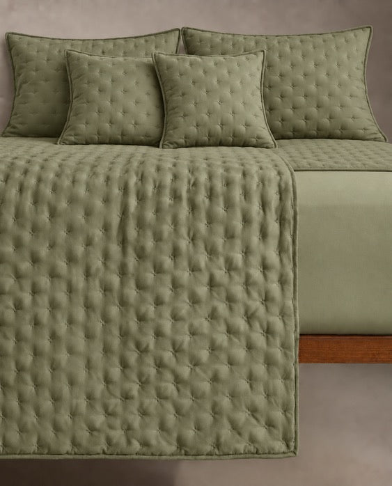 Bedcover Set with 2 Pillow Covers & 2 Cushion Pillows - Dark Grey