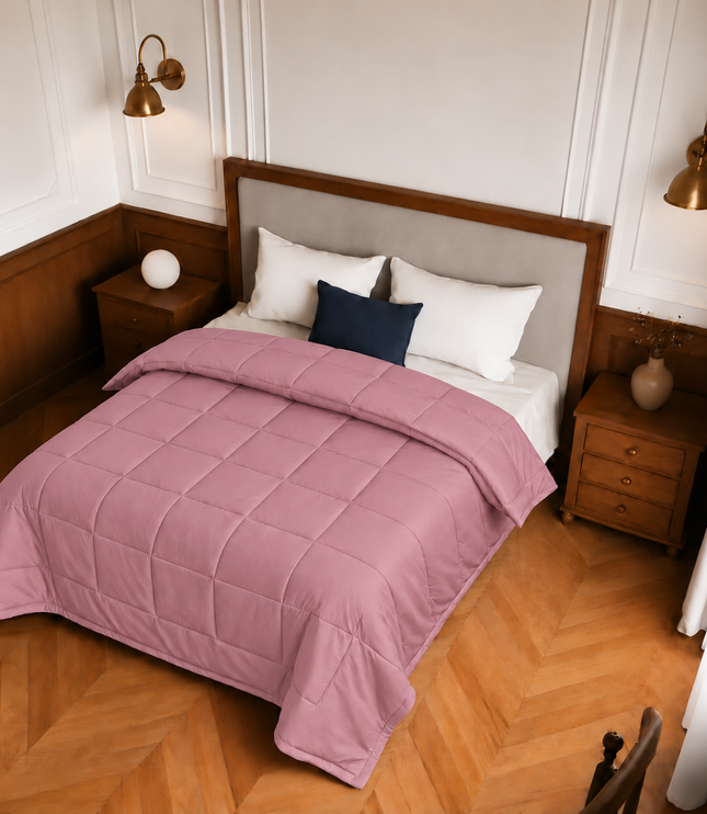 Jacquard Quilted Comforter - Mauve Pink