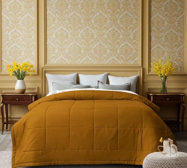 Jacquard Quilted Comforter - Mustard Yellow