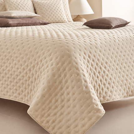 Bedcover Set with 2 Pillow Covers & 2 Cushion Pillows - Cream