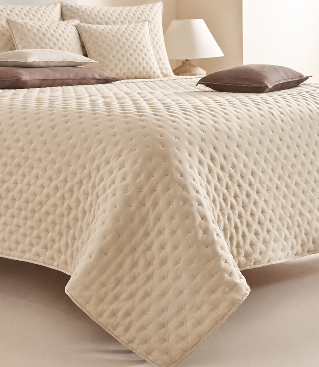 Bedcover Set with 2 Pillow Covers & 2 Cushion Pillows - Cream