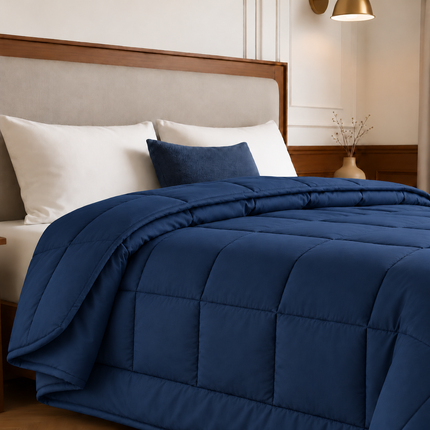 Jacquard Quilted Comforter - Navy Blue