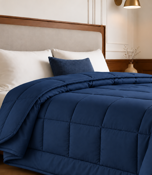 Jacquard Quilted Comforter - Navy Blue