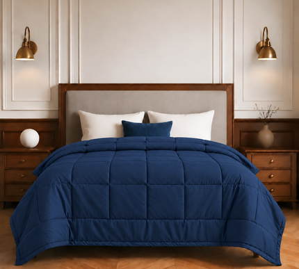 Jacquard Quilted Comforter - Navy Blue