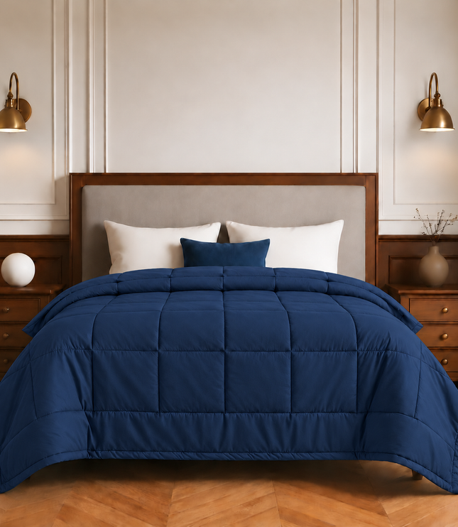Jacquard Quilted Comforter - Navy Blue