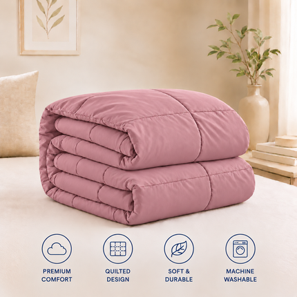 Jacquard Quilted Comforter - Mauve Pink