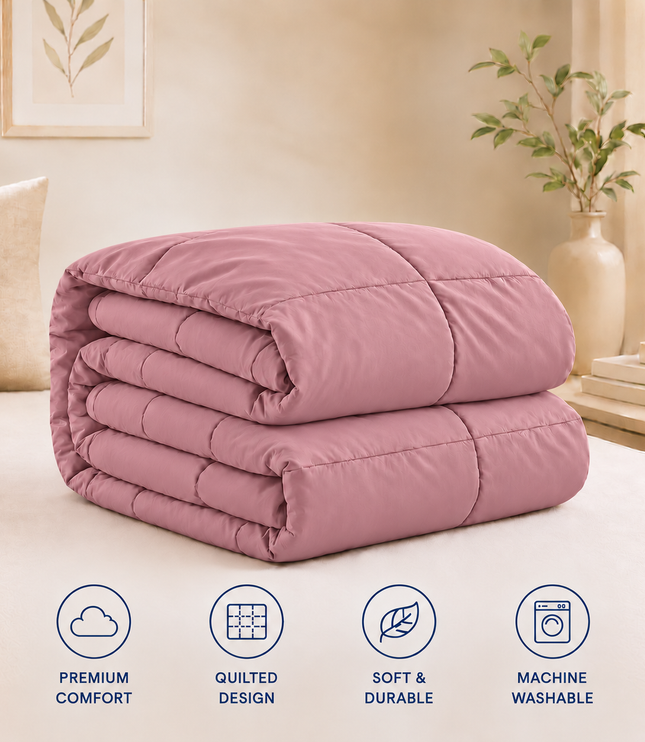 Jacquard Quilted Comforter - Mauve Pink