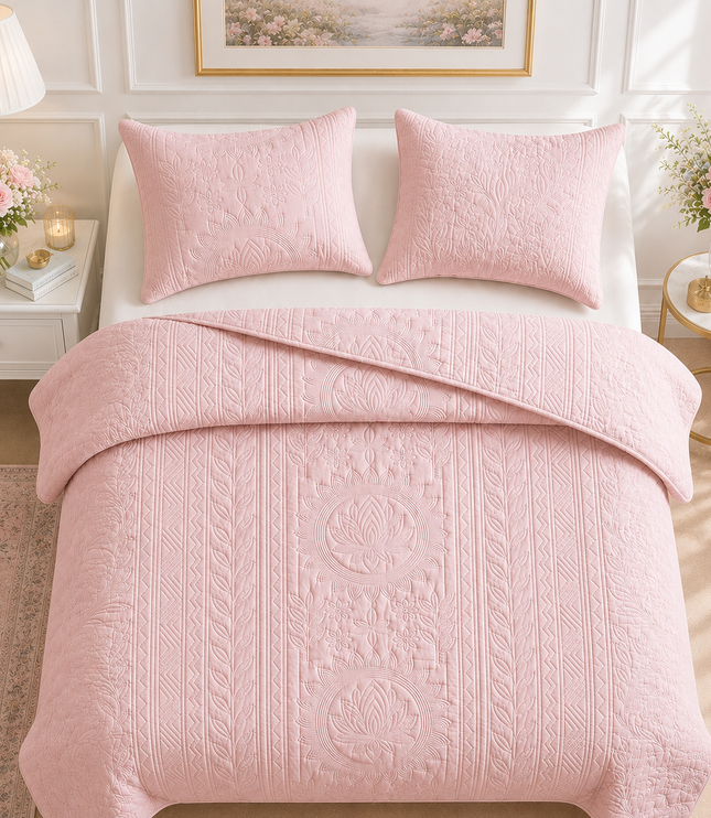 Aurelia Lotus Bedcover Set - Baby Pink