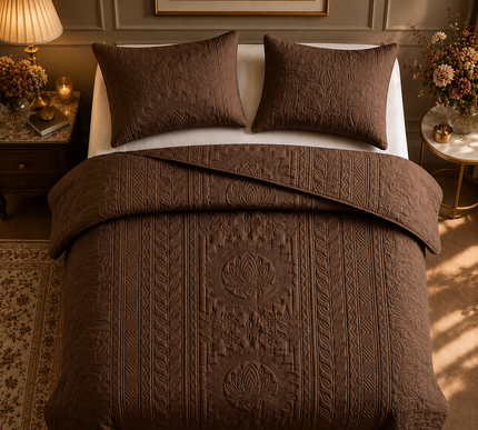 Aurelia Lotus Bedcover Set - Coffee