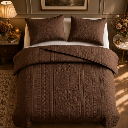 Aurelia Lotus Bedcover Set - Coffee
