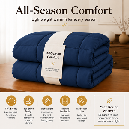 Jacquard Quilted Comforter - Navy Blue