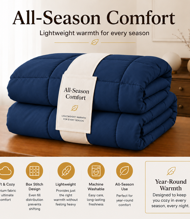 Jacquard Quilted Comforter - Navy Blue