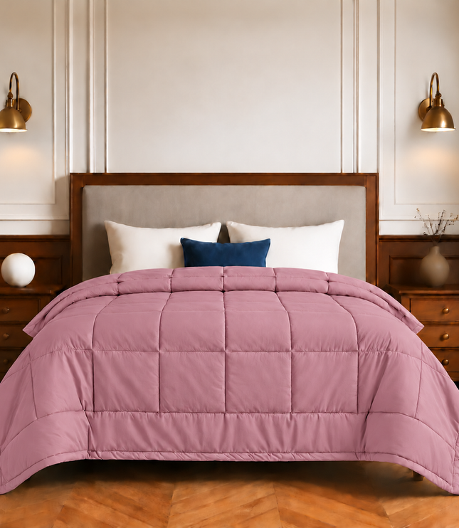 Jacquard Quilted Comforter - Mauve Pink