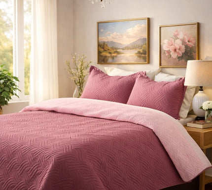 Reversible Bedcover Set - Pink / Light Pink
