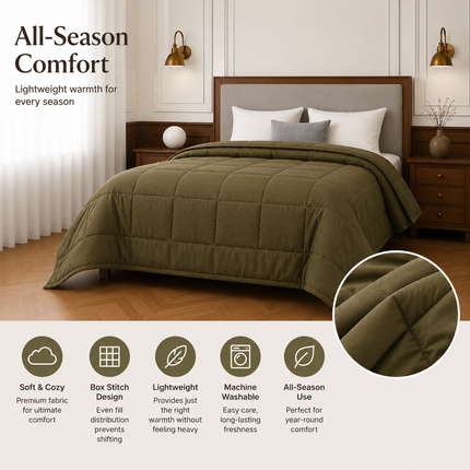 Jacquard Quilted Comforter - Olive