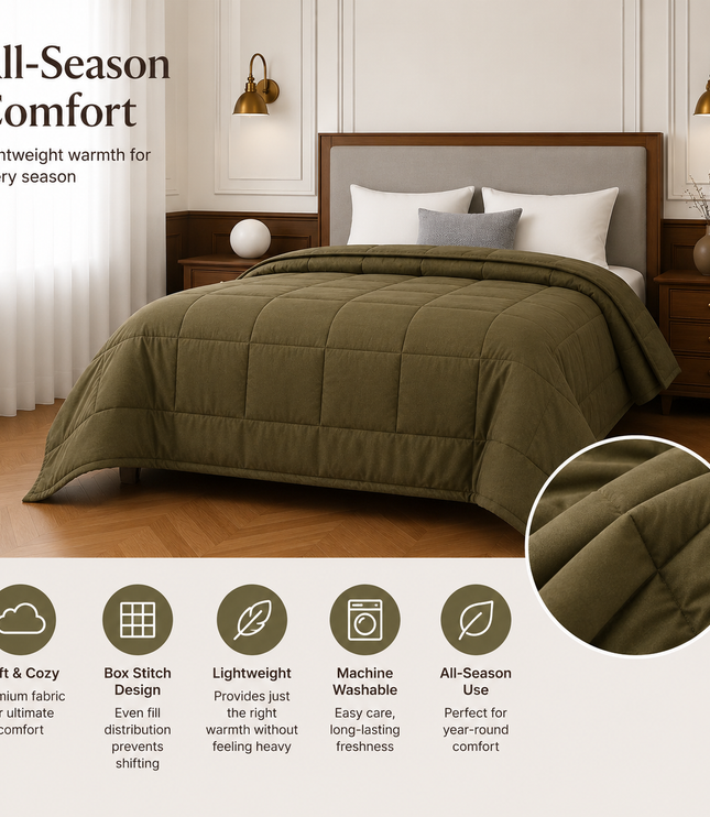 Jacquard Quilted Comforter - Olive