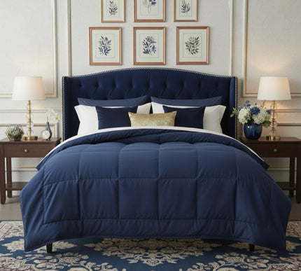 Jacquard Quilted Comforter - Dark Blue
