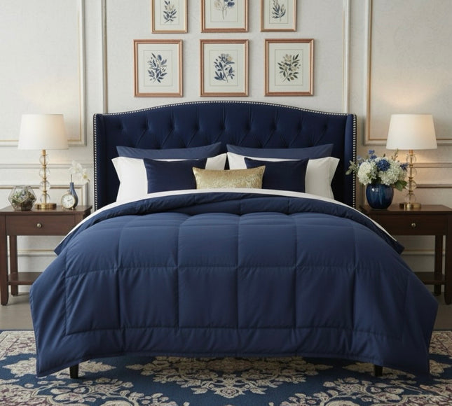 Jacquard Quilted Comforter - Dark Blue