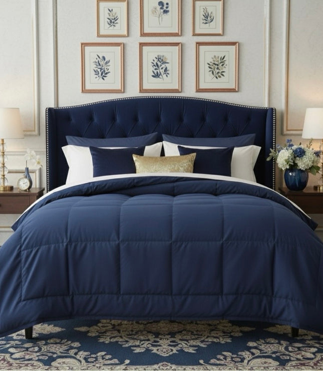 Jacquard Quilted Comforter - Dark Blue