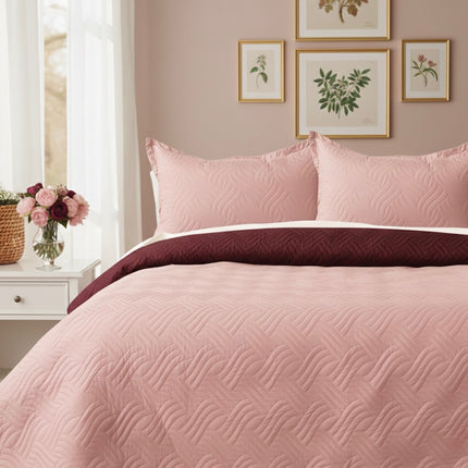 California Luxe Reversible AC Bedcover - Baby Pink/ Maroon