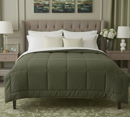 Jacquard Quilted Comforter - Olive Green