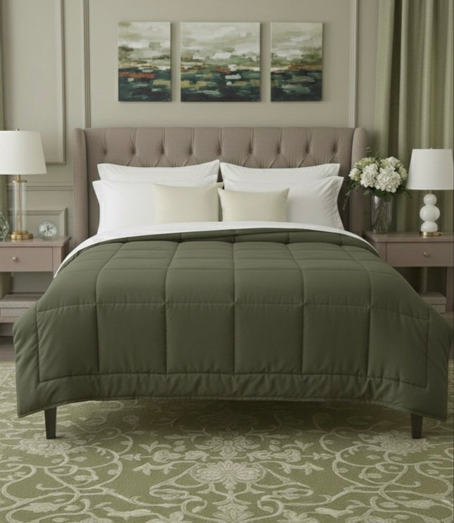 Jacquard Quilted Comforter - Olive Green