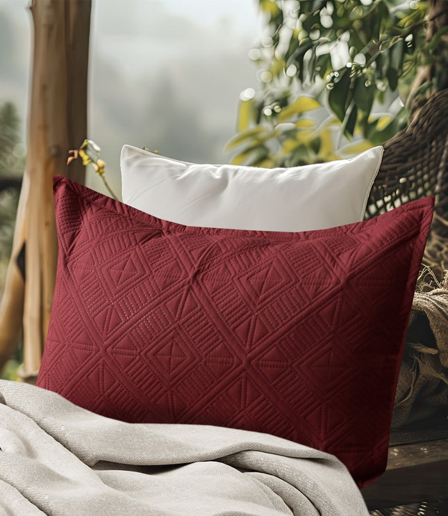 Square - California Luxe Reversible AC Bedcover - Maroon / Beige