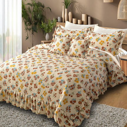 Printed Grace Frill Bedcover - Sunlit Petals