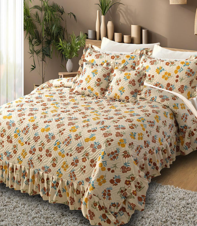 Printed Grace Frill Bedcover - Sunlit Petals
