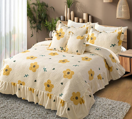 Printed Grace Frill Bedcover - Sunflare Elegance