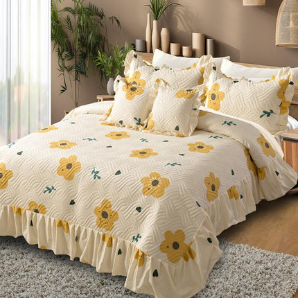 Printed Grace Frill Bedcover - Sunflare Elegance