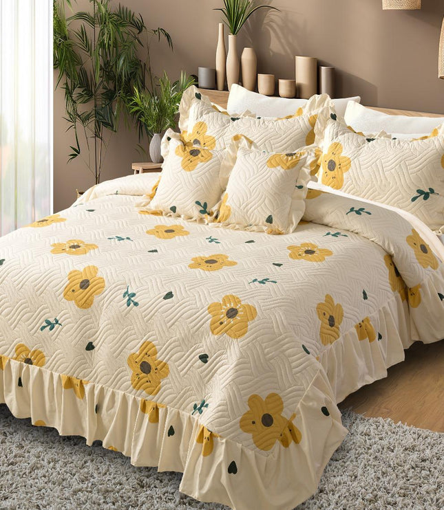 Printed Grace Frill Bedcover - Sunflare Elegance