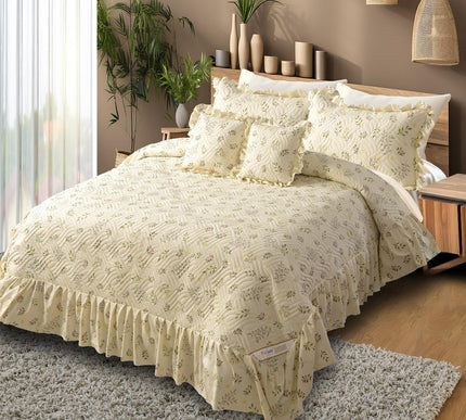 Printed Grace Frill Bedcover - Rosette Mist