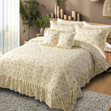 Printed Grace Frill Bedcover - Rosette Mist