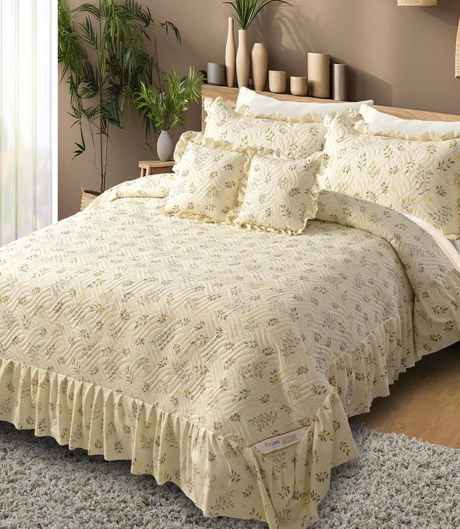 Printed Grace Frill Bedcover - Rosette Mist