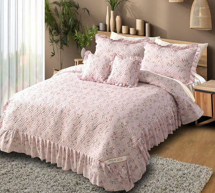 Printed Grace Frill Bedcover - Dreamy Petals