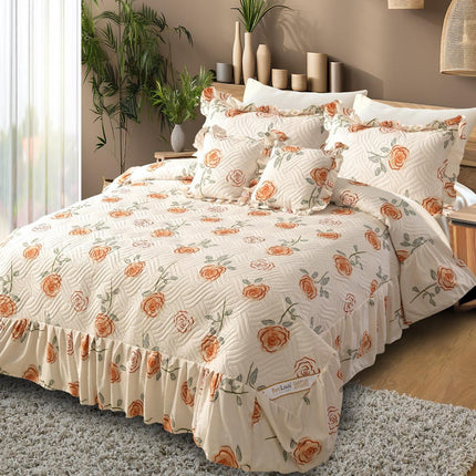 Printed Grace Frill Bedcover - Scarlet Garden