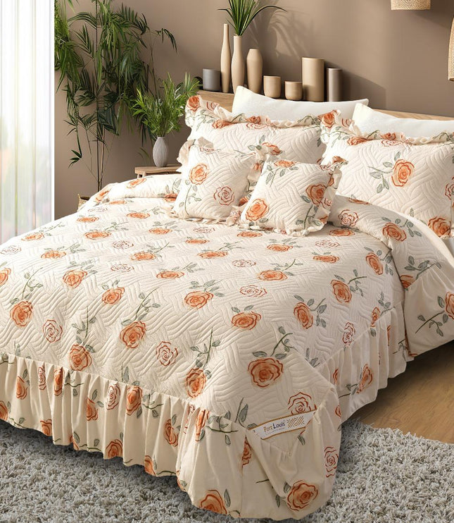 Printed Grace Frill Bedcover - Scarlet Garden