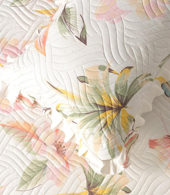Printed Grace Frill Bedcover - Pink Poise
