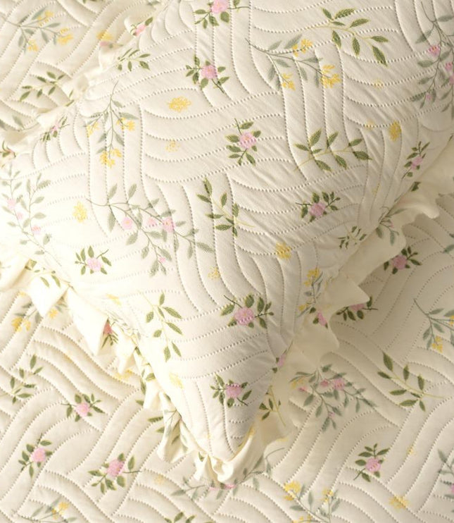 Printed Grace Frill Bedcover - Rosette Mist